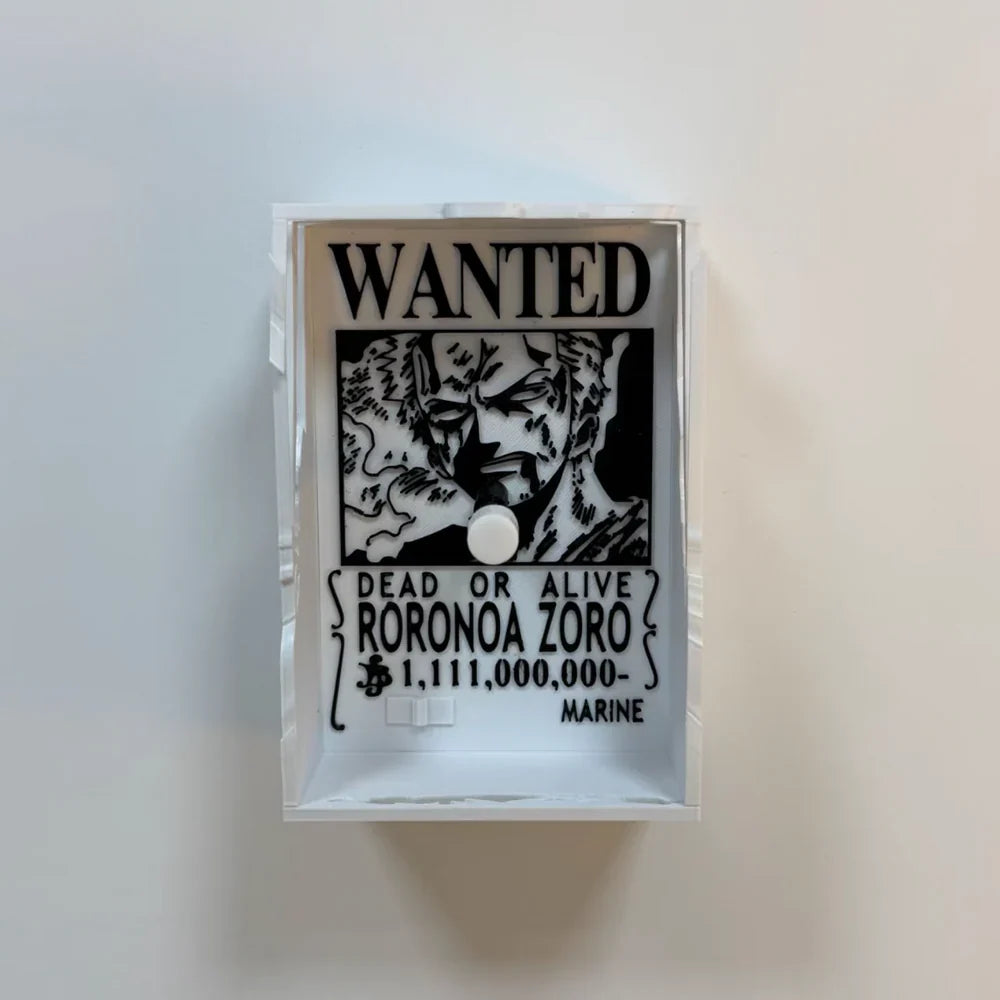 Zoro shadow lamp on a wall, lights off