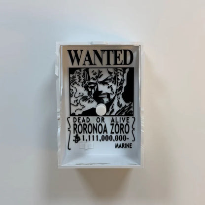 Zoro shadow lamp on a wall, lights off