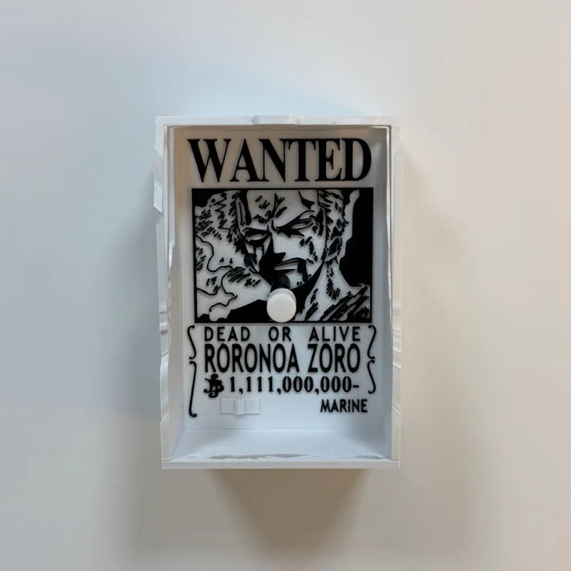 Zoro shadow lamp on a wall, lights off